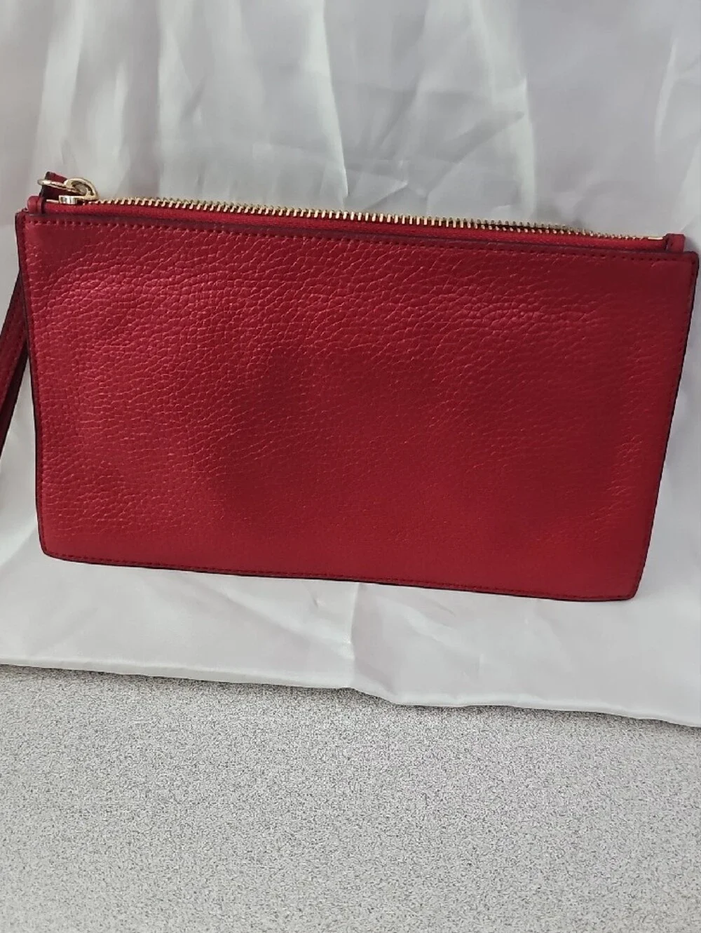 Michael Kors Red Pebbled Leather Wristlet Clutch with Gold Logo